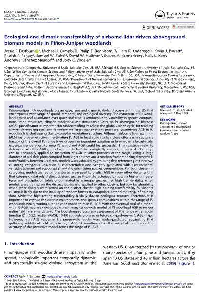 Ecological and climatic transferability of airborne lidar-driven aboveground biomass models in Piñon-Juniper woodlands